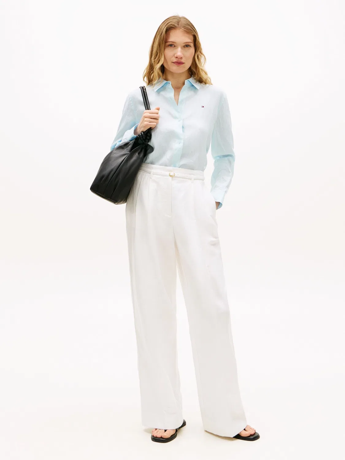 Рубашка свободного кроя из чистого льна, Light Blue Tommy Hilfiger — фото 2
