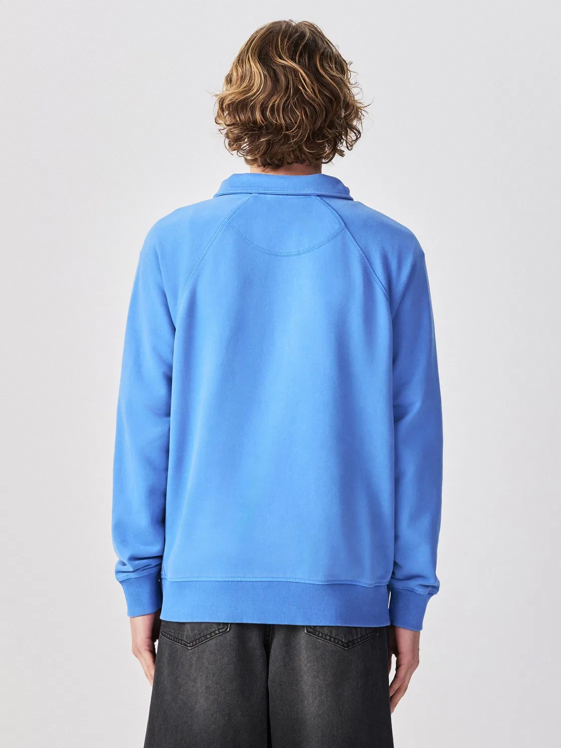 Свитшот с четверть-застежкой, Heavyweight Washed Next, Синий — фото 3