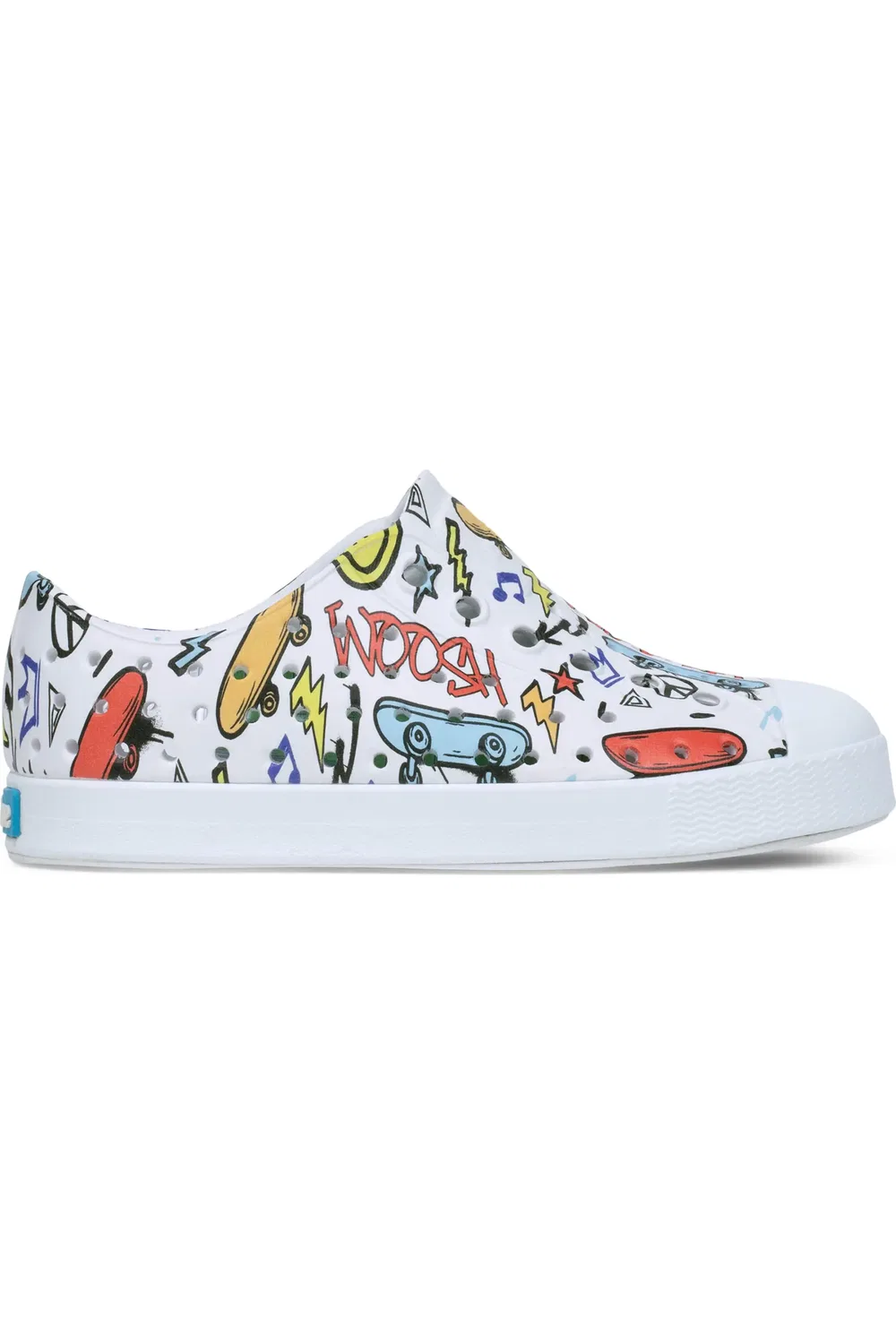 Детские кеды водонепроницаемые на плоской подошве Jefferson Native Shoes, White/Skate Graffiti — фото 3