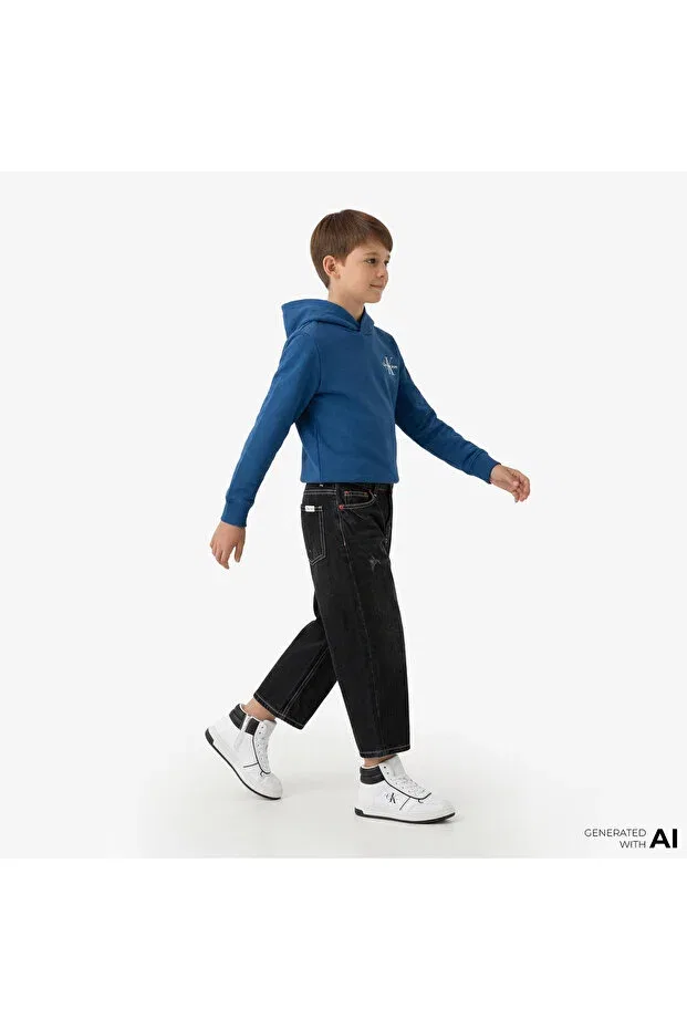 Детское худи с принтом Small Monogram Kids Calvin Klein, Blue — фото 3