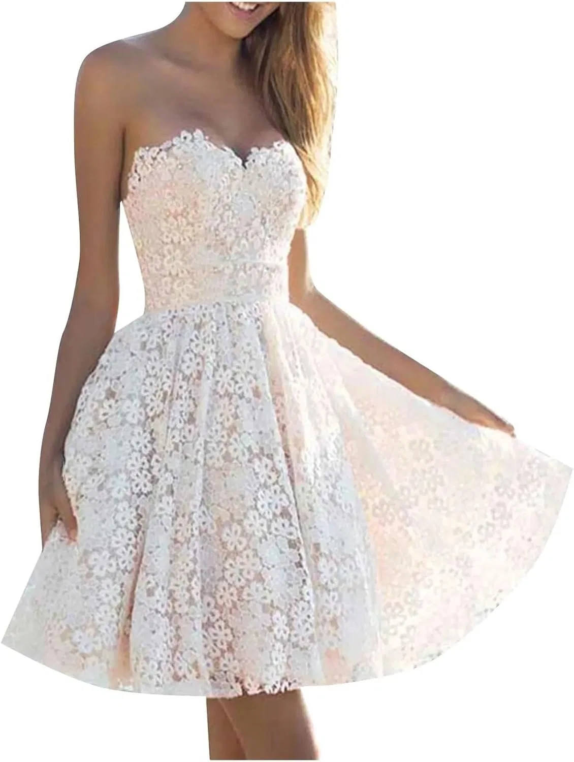 Женское коктейльное платье из кружева, White