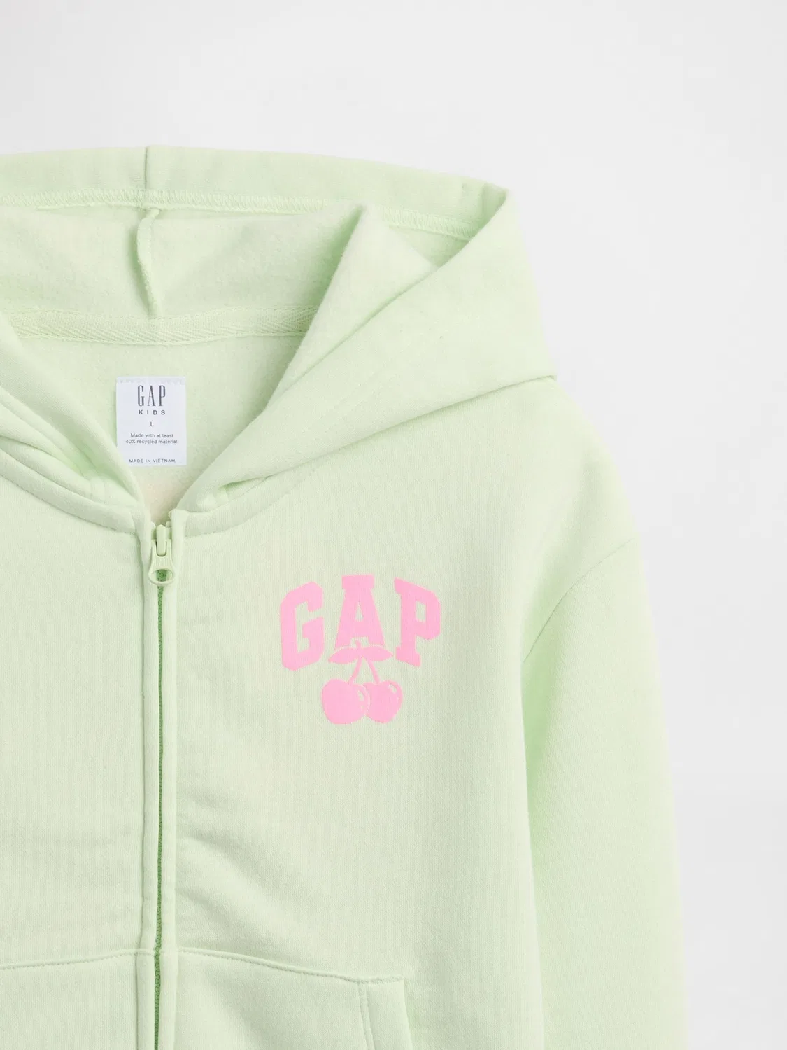 Худи на молнии Gap Relaxed Logo, зеленое — фото 3