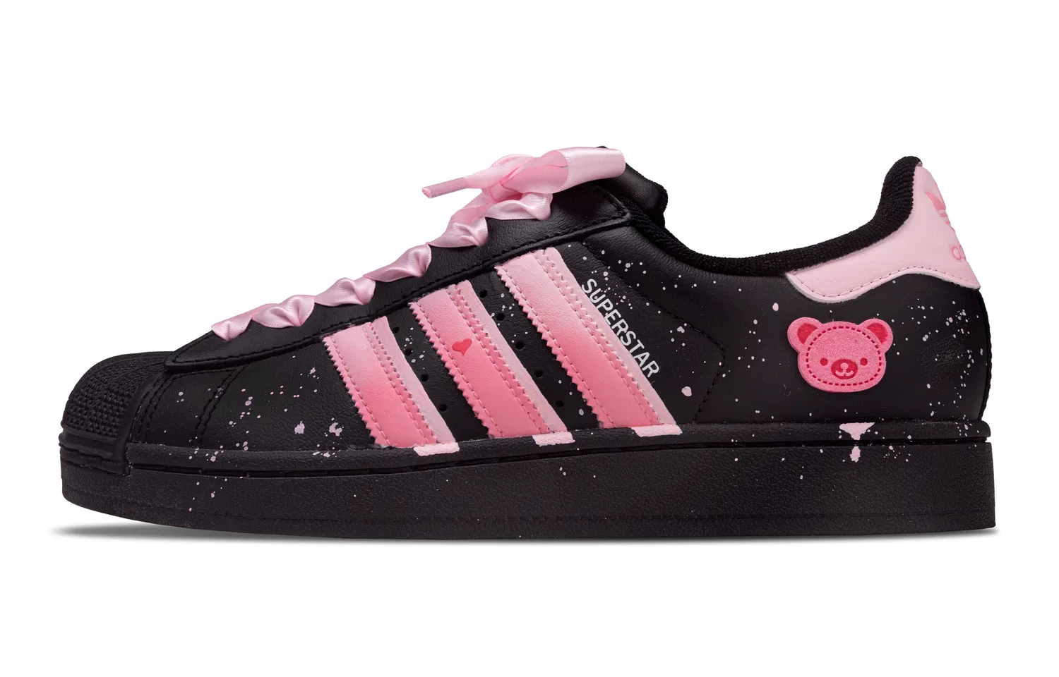 Детские кеды для скейтбординга с принтом Superstar 2, Adidas Originals, Black Pink Custom