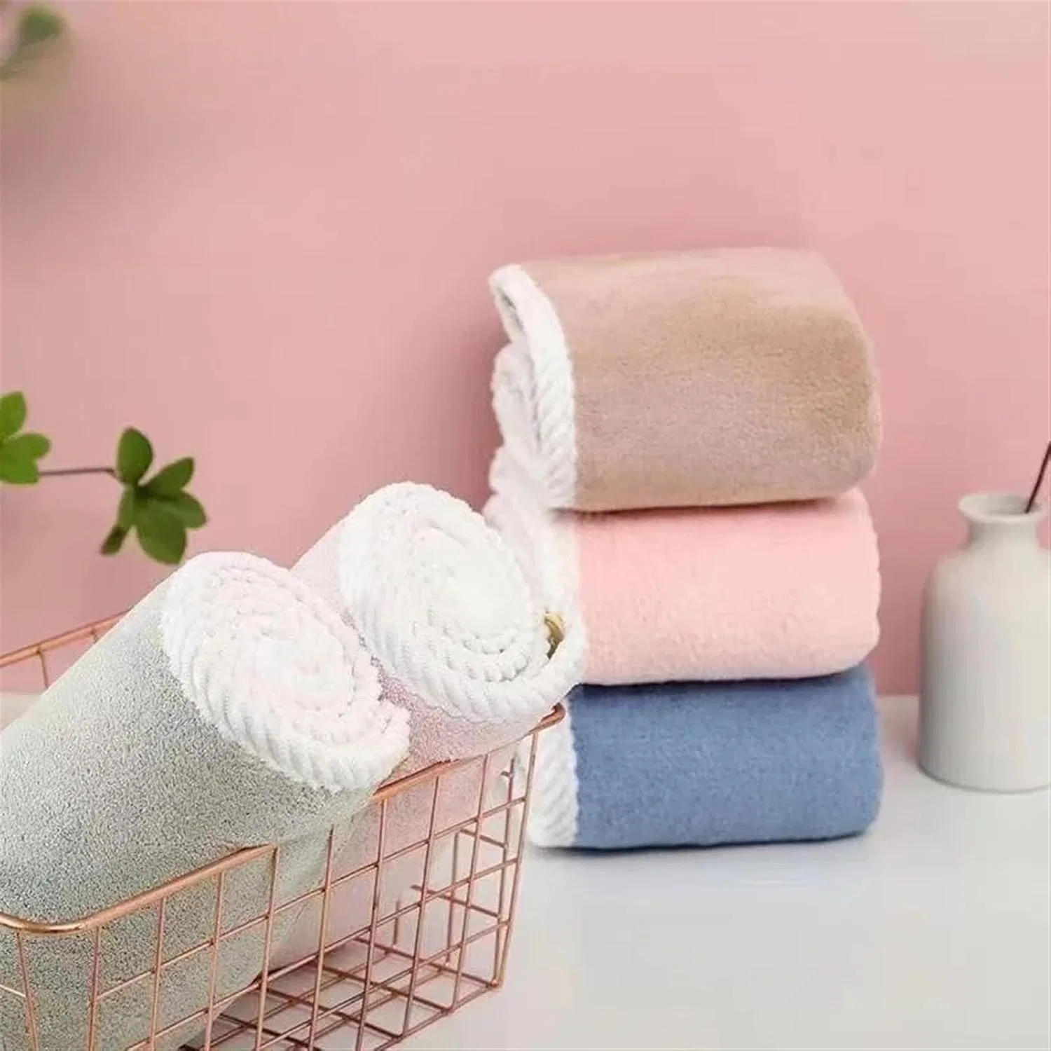 Шапочка для душа AYWTIUN, двойной слой, велюр, Green And Pink — фото 4
