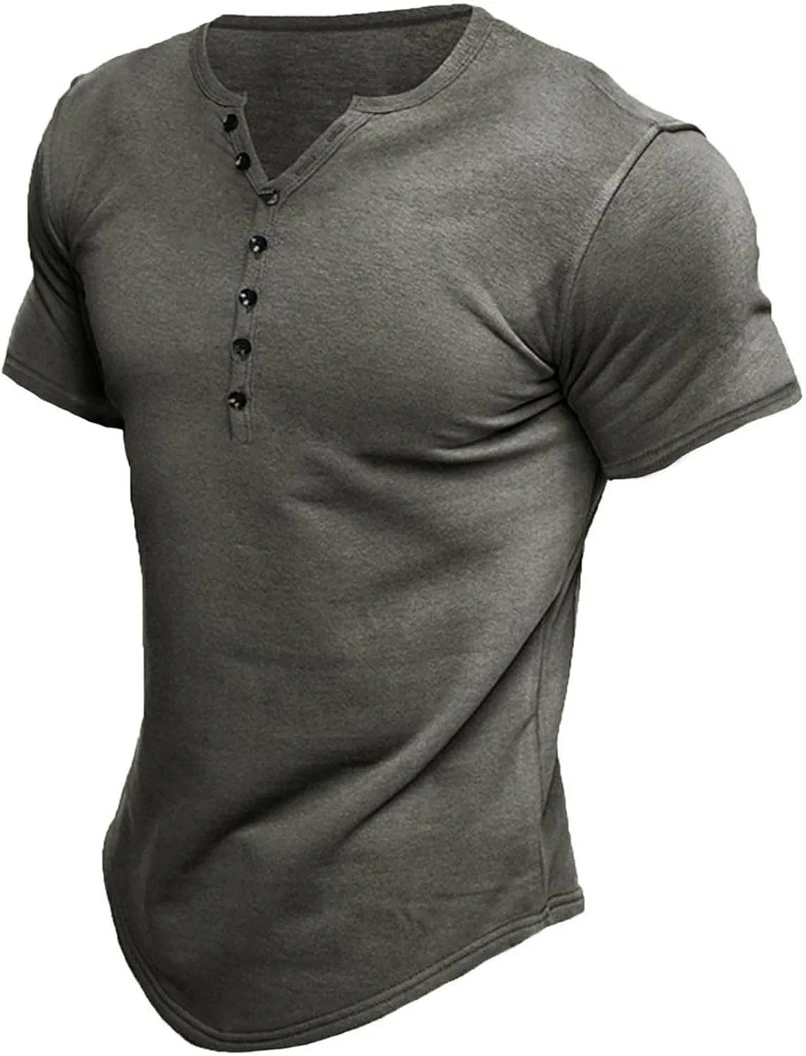 Мужская футболка с V-вырезом Henley, Grey