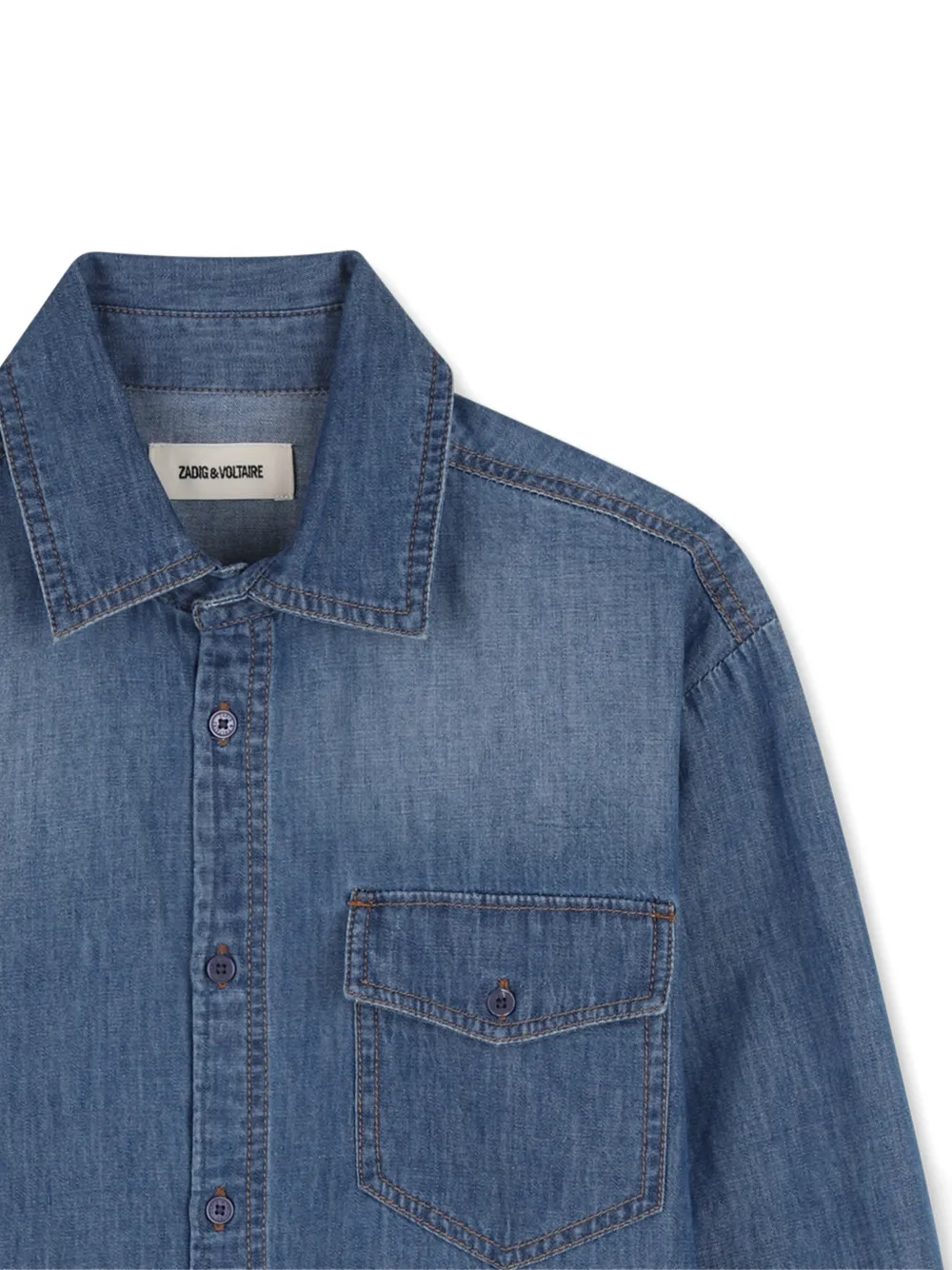 Рубашка с карманом Zadig & Voltaire Kids, синий — фото 3