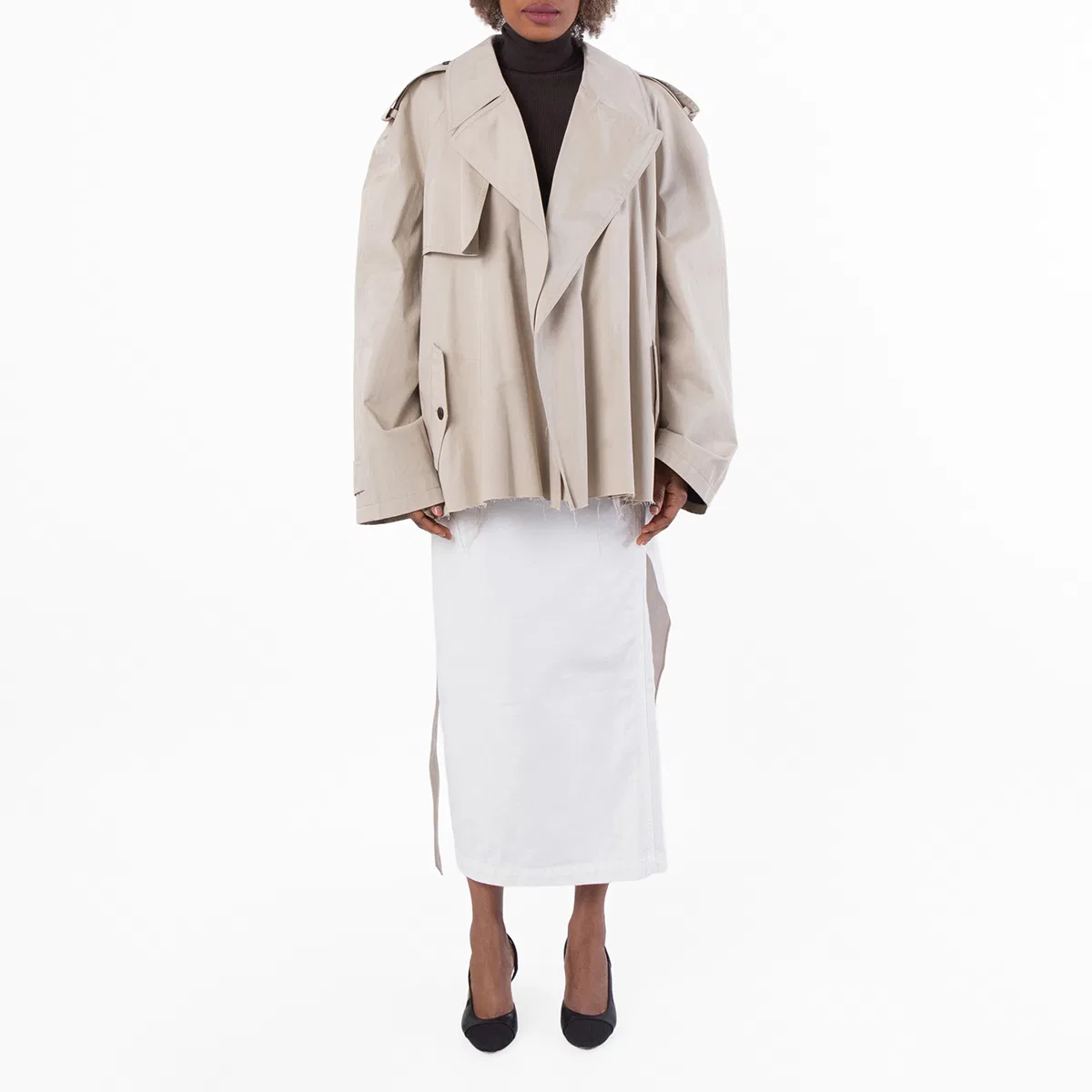 Пальто-тренч укороченное Classic Fit Cropped Trench Coat Balenciaga, Beige — фото 3