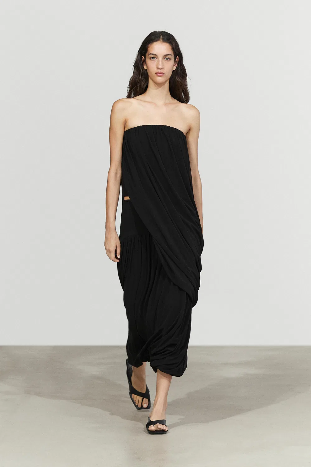 Юбка Massimo Dutti, струящаяся с эффектом воздушного шара, черный