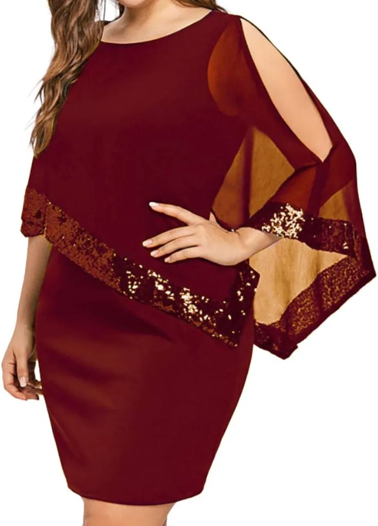 Женское асимметричное платье с открытыми плечами Chiffon, Red