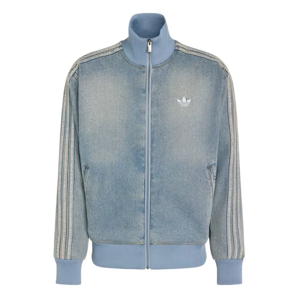 Мужская джинсовая куртка с воротником-стойкой Firebird Denim Adidas Originals, Vintage Blue Denim