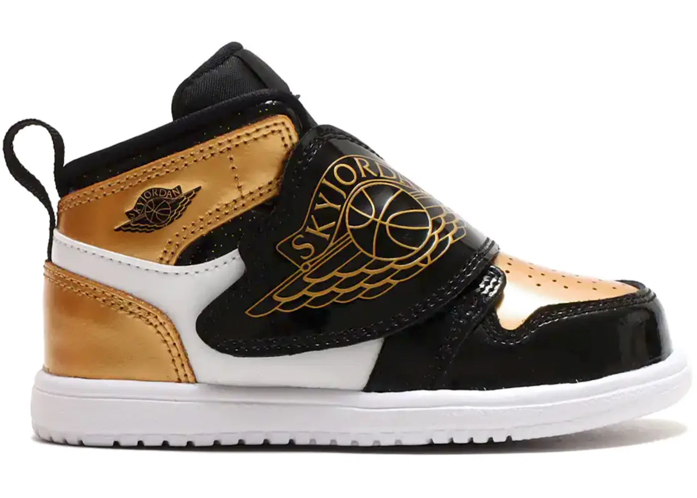 Детские кроссовки Lifestyle Sky Jordan 1 Mid Jordan, Black/Metallic Gold-White