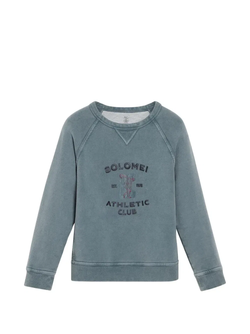 Фактурная толстовка с вышивкой Brunello Cucinelli Kids, синий