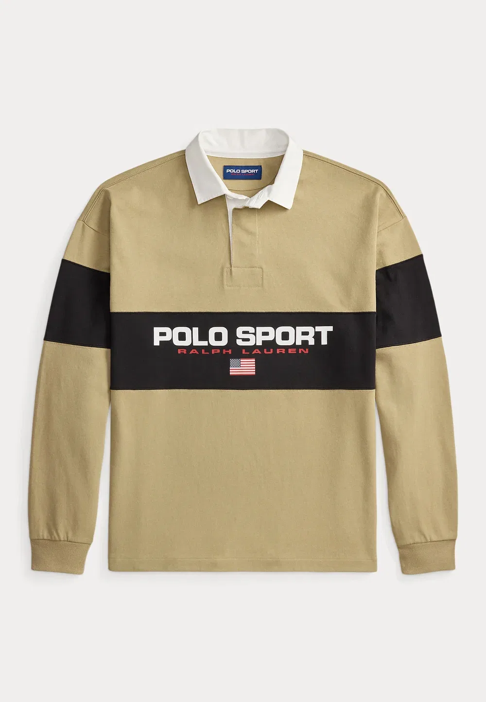 Свободная спортивная рубашка-поло для регби с длинными рукавами Polo Ralph Lauren, Rl Khaki/Black Boot — фото 4