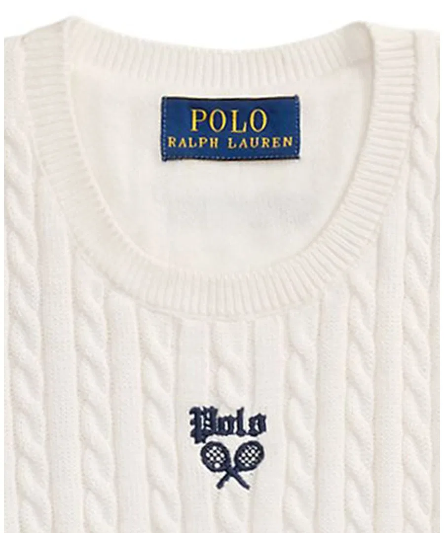 Платье-свитер без рукавов с принтом US Open Polo Ralph Lauren, Ceramic White — фото 3