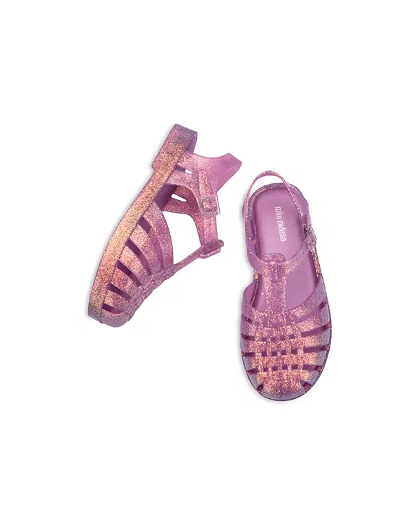 Детские сандалии для девочек с блестками Mini Melissa, Glitter Lilac — фото 3