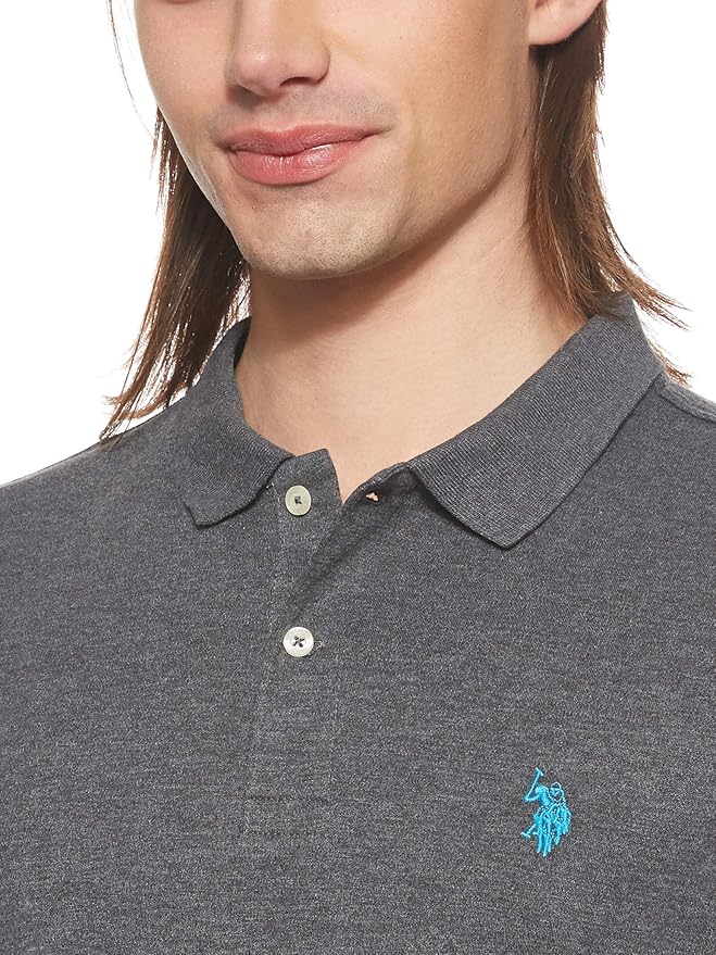 Поло U.S. POLO ASSN. Solid Interlock Polo, темно-серый вереск — фото 3