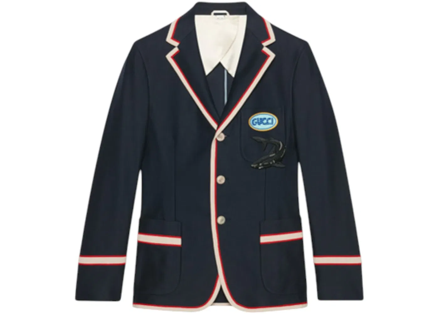 Мужской пиджак с вышивкой акулы Gucci Blazer, Navy