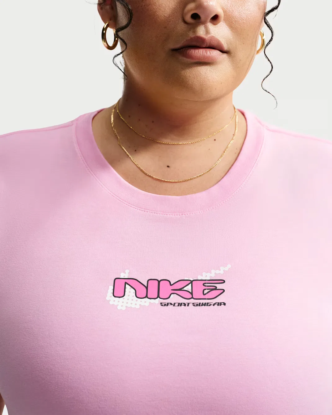 Женская укороченная футболка приталенного кроя (большие размеры) Nike Sportswear Chill Knit, Pink Rise — фото 3