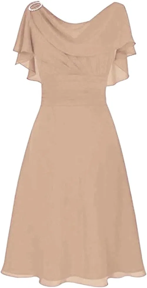 Женское шифоновое платье А-силуэта с коротким рукавом Solid, Beige