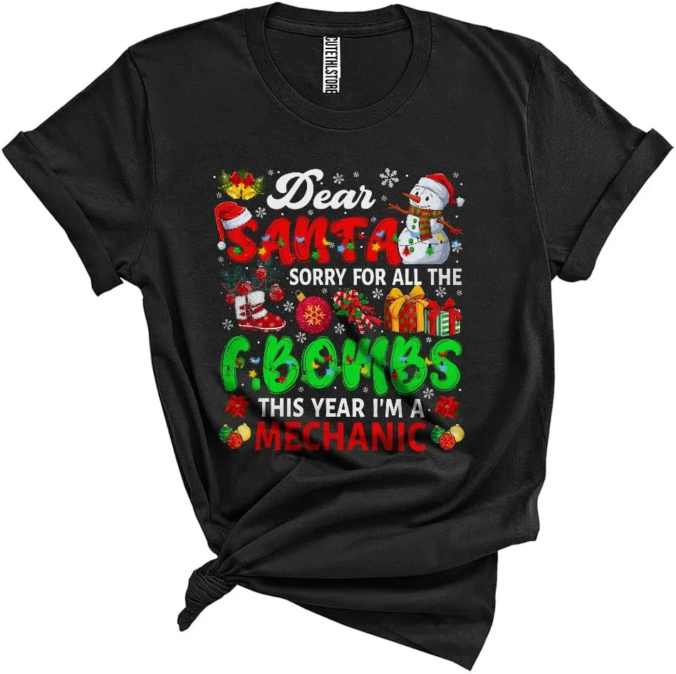 Футболка с принтом I'm A Mechanic Funny Cool Christmas Lights, Black