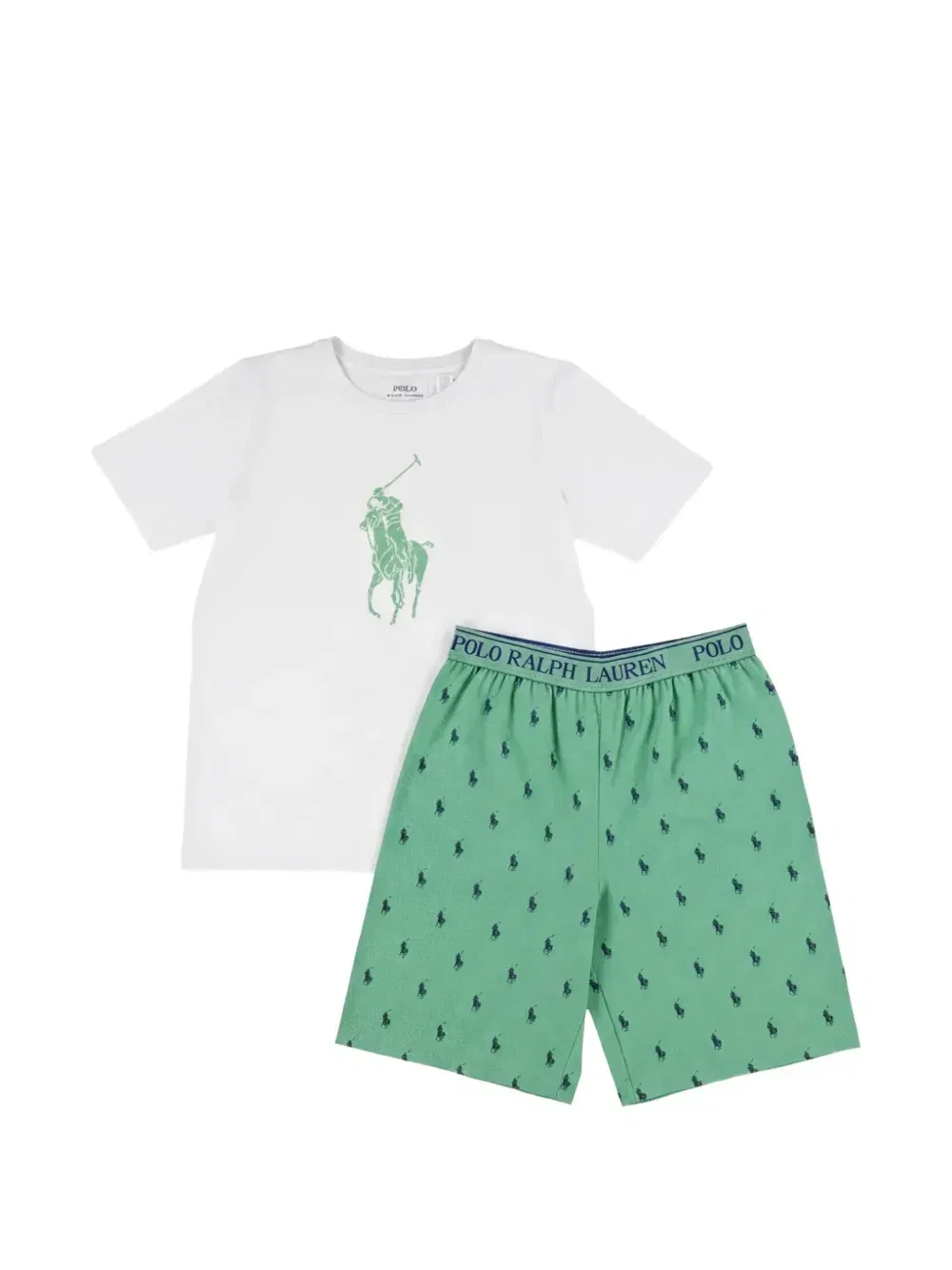 Хлопковая пижама с принтом пони Polo Ralph Lauren Kids, белый
