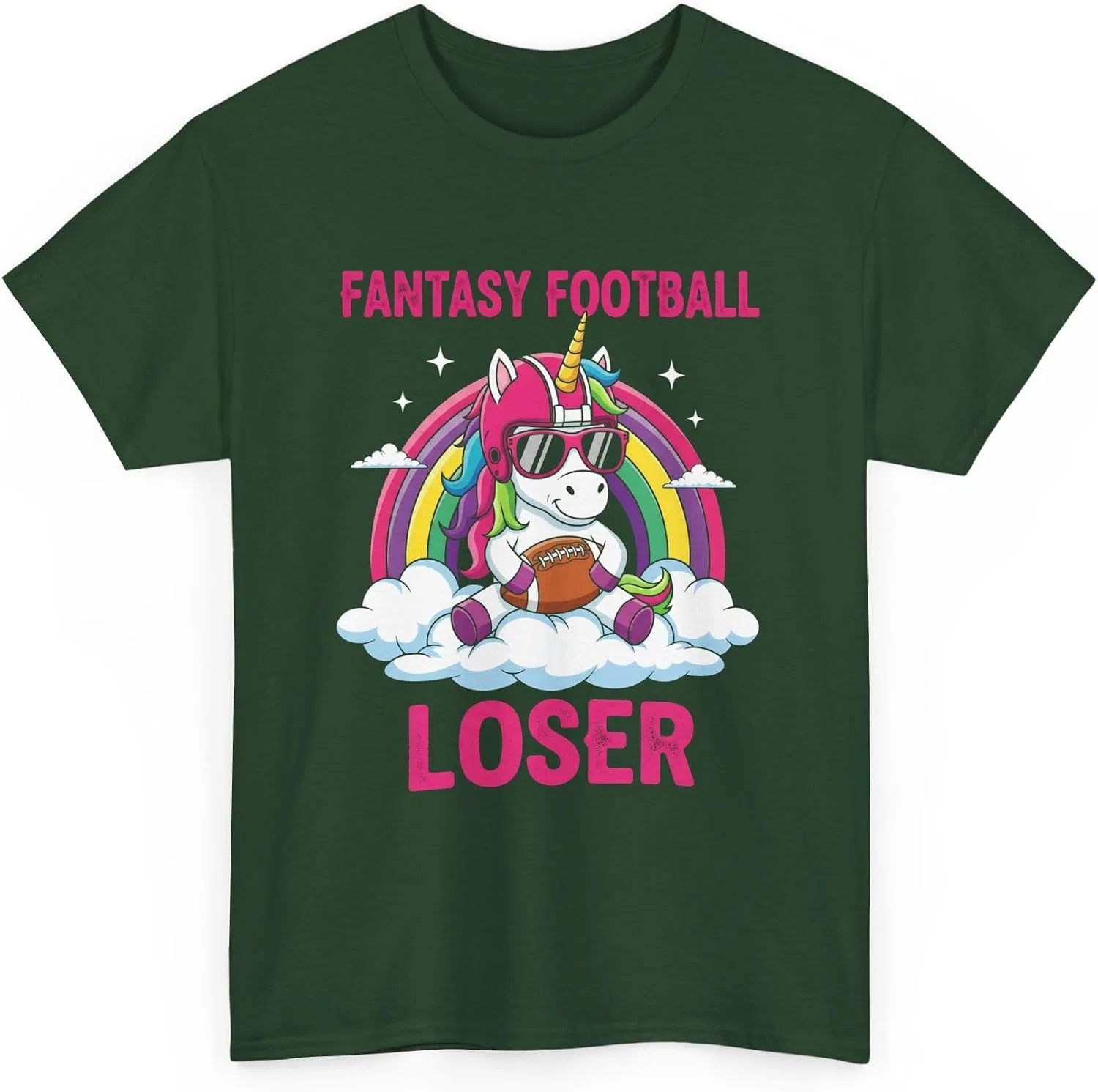 Мужская футболка с принтом Fantasy Football Loser, тёмно-зелёный
