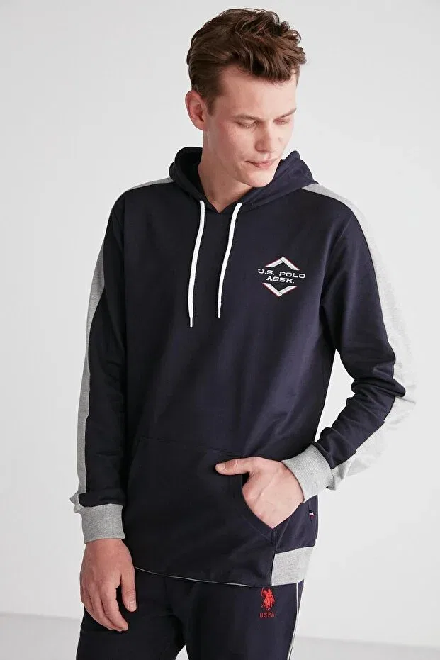 Мужской хлопковый комплект пижамы с капюшоном U.S. Polo Assn., Dark Blue — фото 3