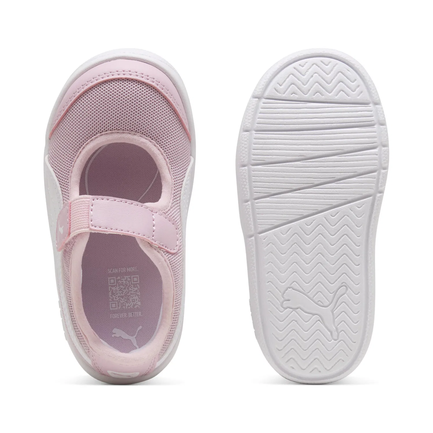 Детские кроссовки для девочек с липучкой Courtflex v3 Lina Puma, Rosa Weiss — фото 4