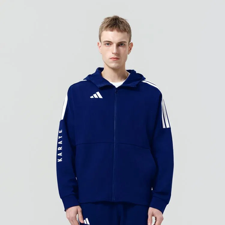 Мужская куртка с капюшоном, немодельный прямой крой, Adidas, Blue/White — фото 4