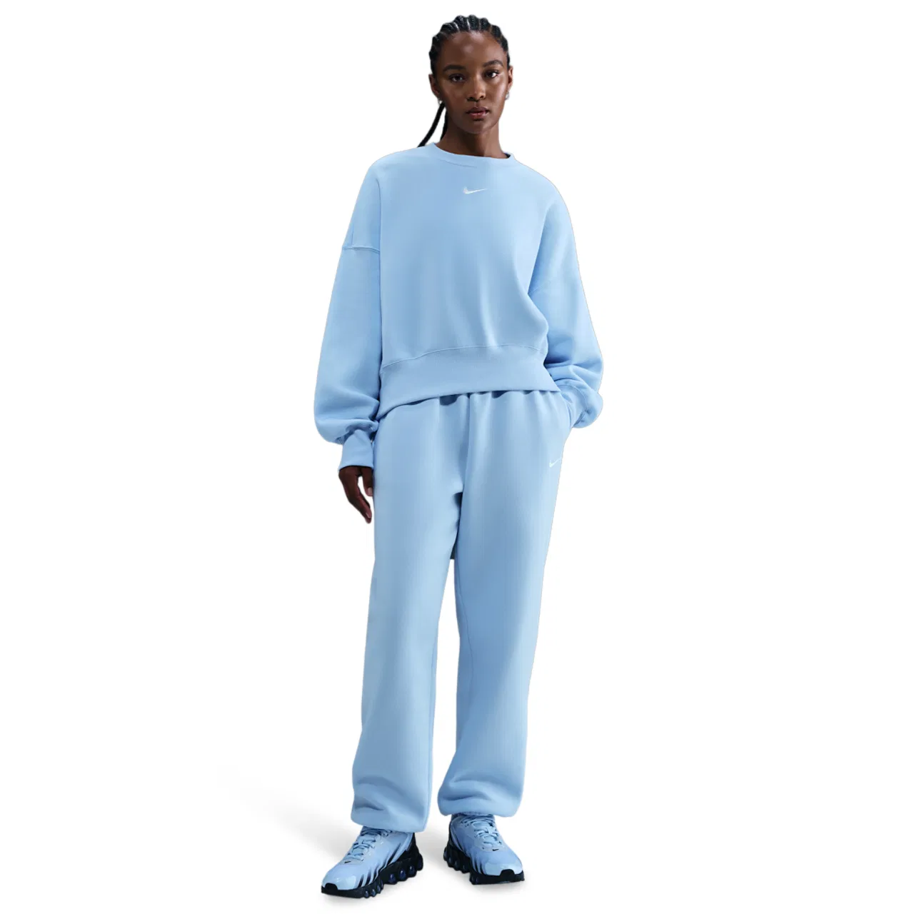 Женская флисовая кофта Nike NSW Style Fleece Crew, цвет Sail/Celestine Blue — фото 4