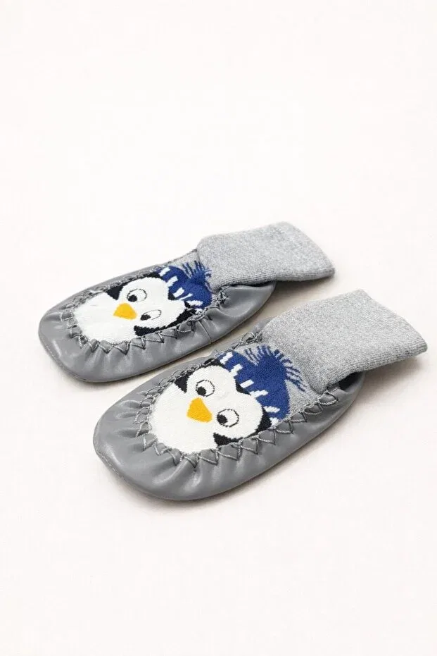 Детские носочки для новорожденных кожаные Çarık socks Numix Baby Kids, Gray — фото 4