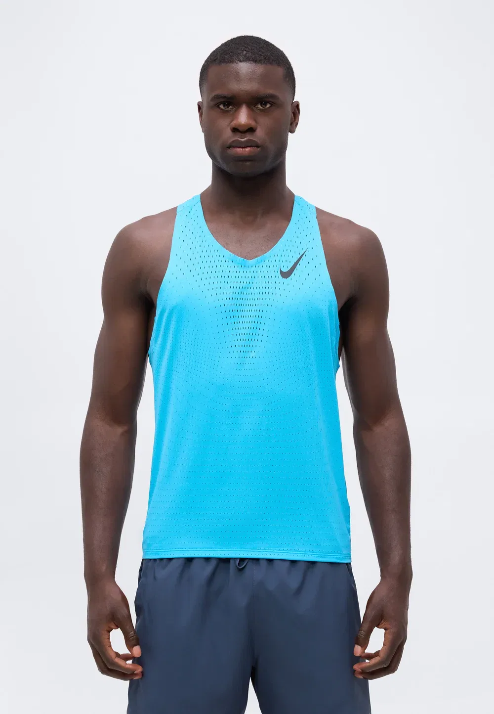 M nk dfadv aroswft singlet - top Nike Performance, Light Current Blue/Black