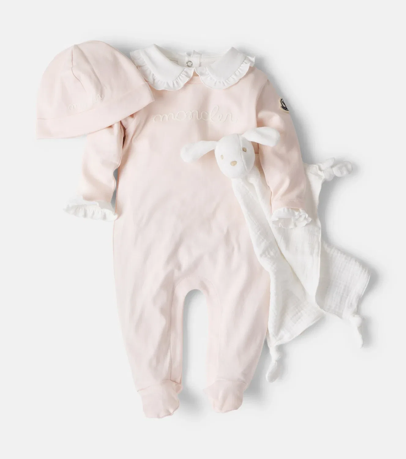 Комплект из шапочки и боди с кнопками сзади Moncler Enfant, розовый — фото 2