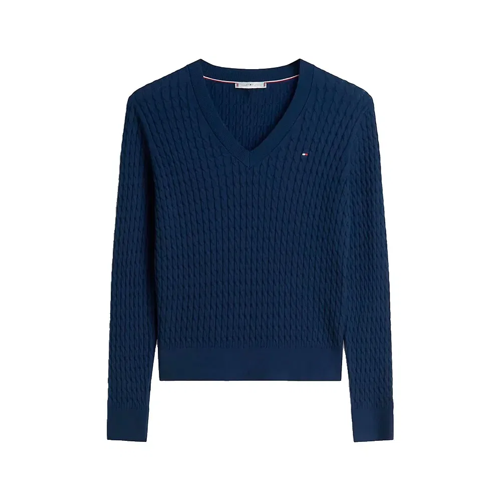 Женский свитер с V-образным вырезом Tommy hilfiger, Blue — фото 3