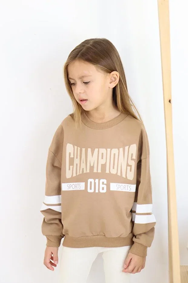 Детские свитшот для мальчиков с принтом Champion printed sweat Miababy, Brown — фото 2