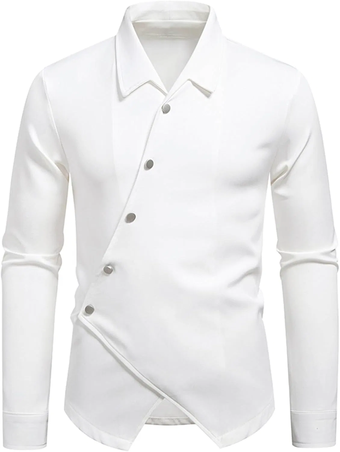 Мужская рубашка на пуговицах с длинным рукавом, Slim Fit, белый