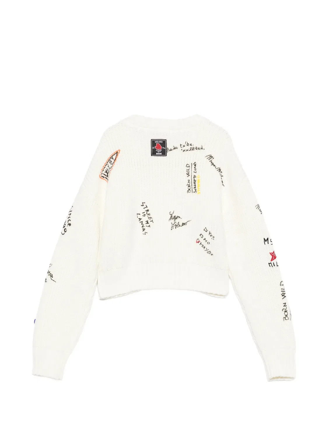 Укороченный джемпер из хлопка MSGM, белый — фото 2