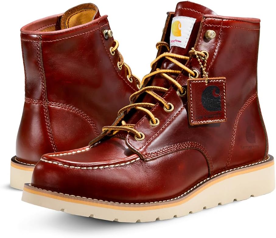 

Carhartt Footwear FW6082M 6-дюймовые мокасиновые ботинки на клиновидной подошве, Red Brown