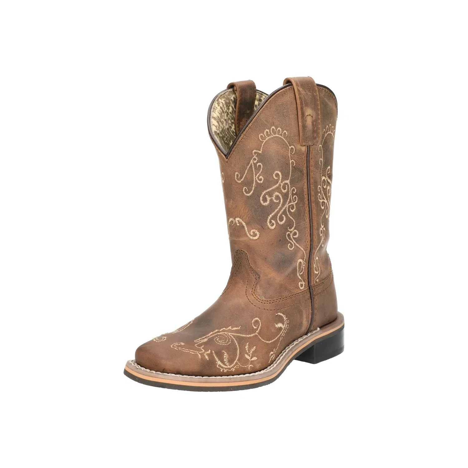Детские ботинки для девочек с вышивкой 3036 Smoky Mountain Boots, Distress Waxed Brown