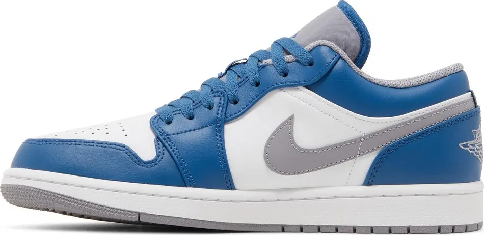 Кроссовки Air Jordan Men's Shoes Nike Air 1 Low USA, синий/белый/серый — фото 2