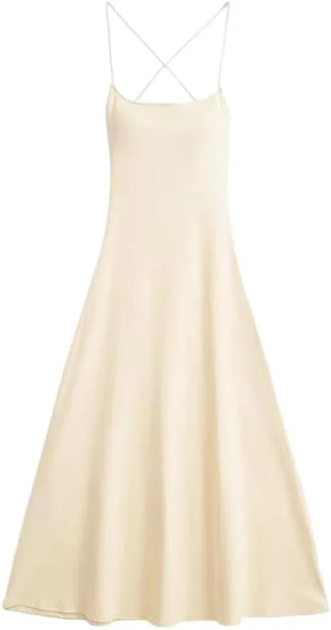 Женское летнее платье миди на тонких бретелях Cotton Blend, Beige