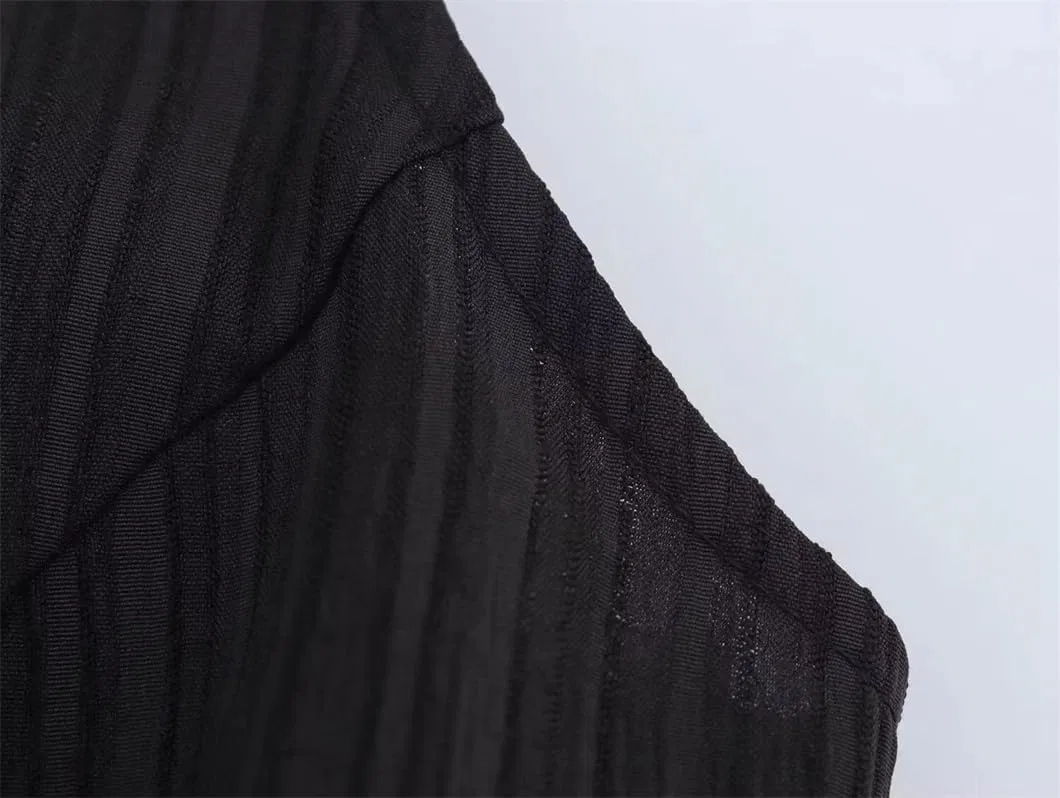 Женское мини-платье без рукавов с кружевной отделкой, Black — фото 2