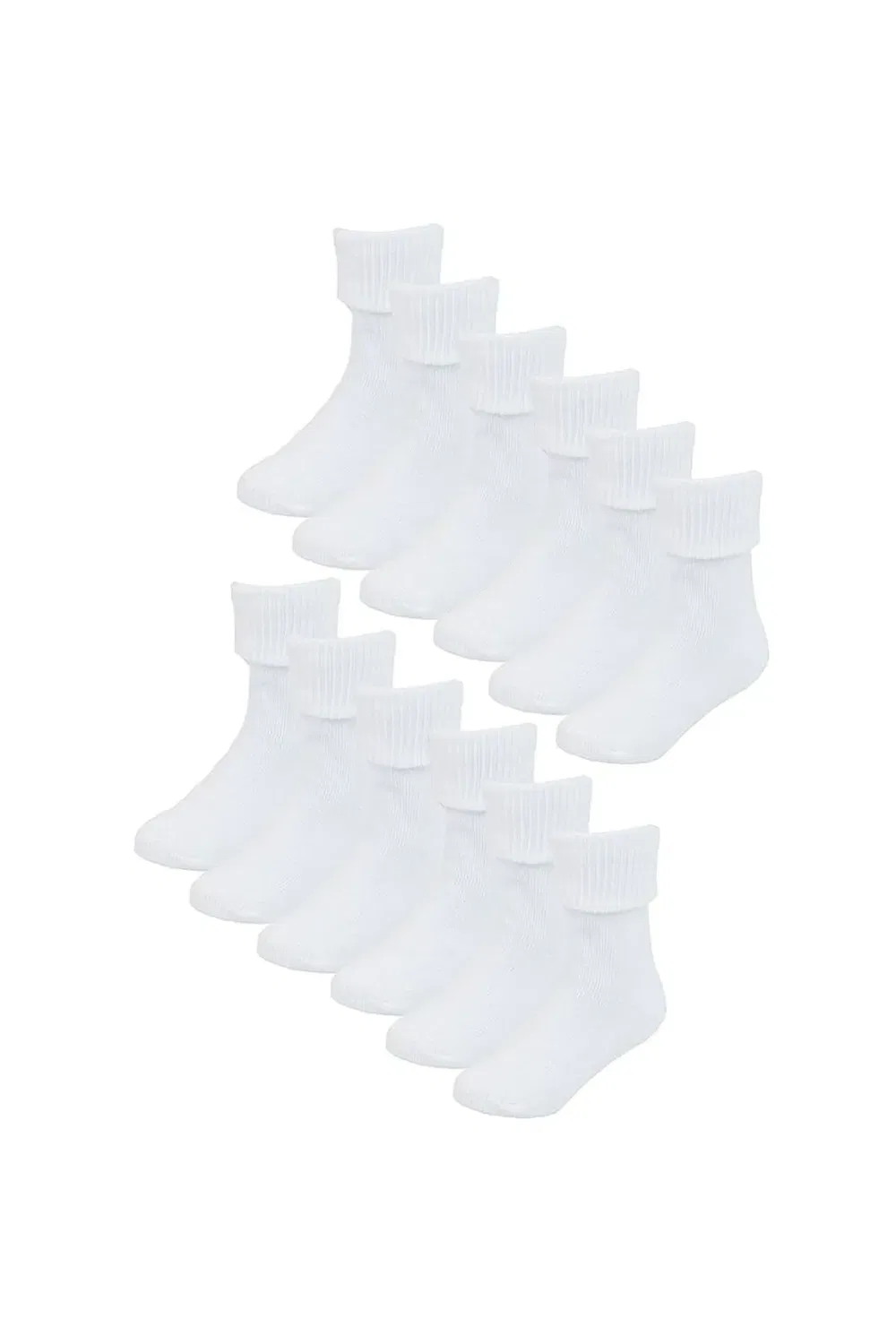 Детские хлопковые носки с отворотом 12 пар Sock Snob, White