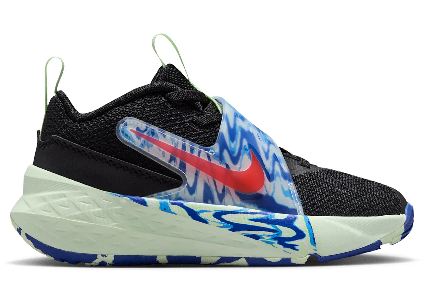 Детские кроссовки для мальчиков с кроссовками Nike Team Hustle D 12 Nike, Black/Game Royal/Volt Tint/Bright Crimson