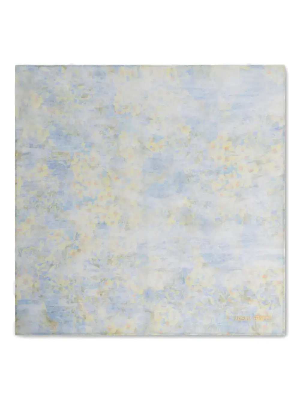 

Шелковый шарф с цветочным принтом Alberta Ferretti, синий