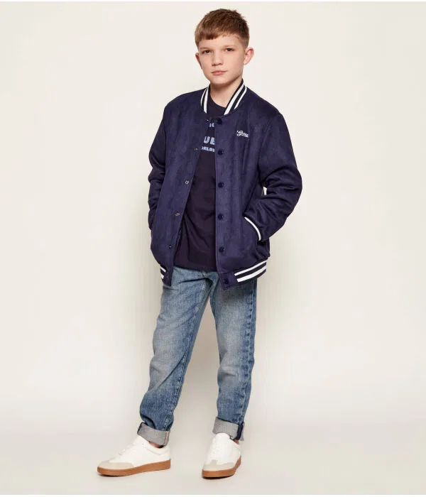 Детская куртка-бомбер для мальчиков с принтом Bomber Guess, Blu Marino — фото 2