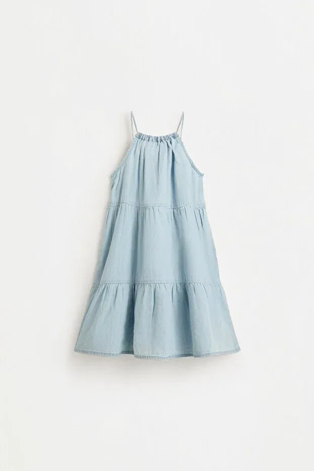 Детское платье для девочек джинсовое с бретельками Lefties, Pale Blue — фото 2