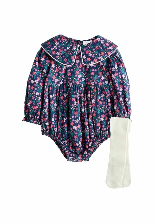 Комплект из боди и шорт с цветочным принтом, модель Regular fit - bloomer 2 piece set, Next, Navy Blue Ditsy, темно-синий