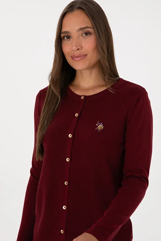 Женский кардиган базовый U.S. Polo Assn., Burgundy — фото 2