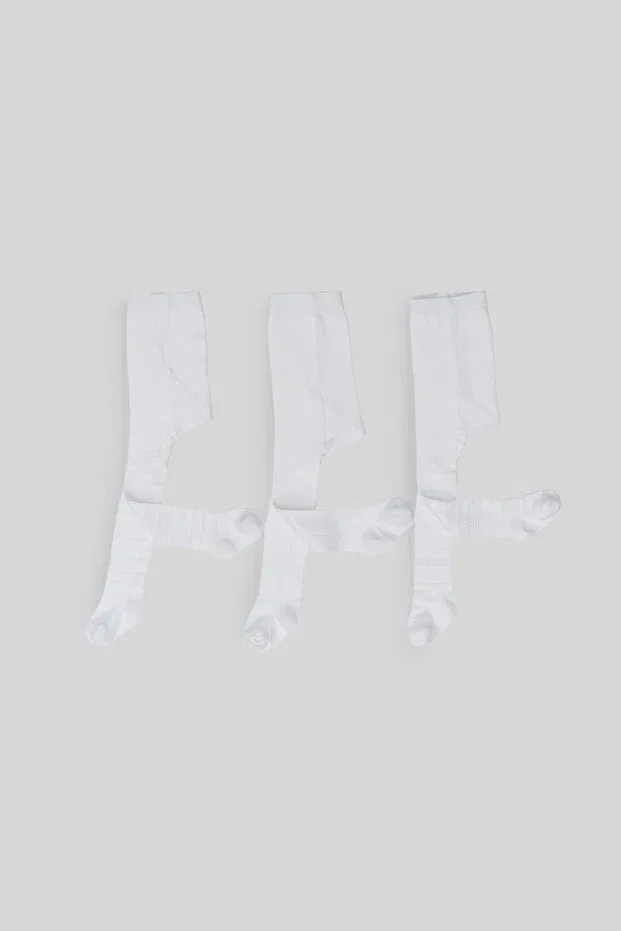 Детские колготки для девочек хлопковые 3 пары Defne Baby, White — фото 2